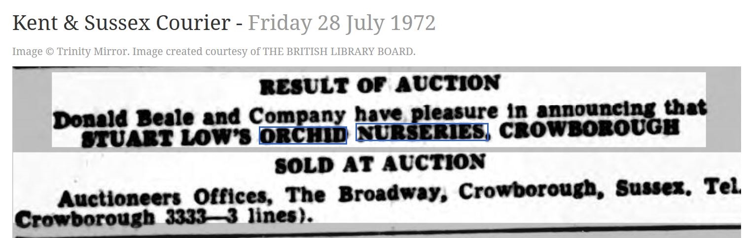 1972 07 28 Stuart Low Orchid Nursery sold